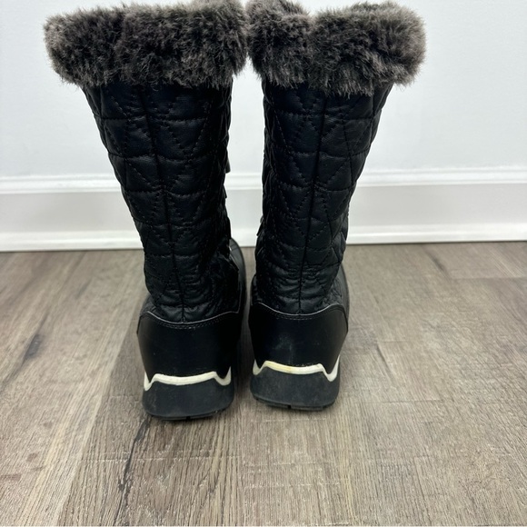 Lands End Snow Boots Black Quilted Winter Tall Sherpa Lined Girls Size 4 - Picture 5 of 13